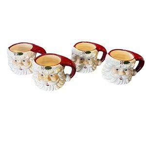 Vintage Marketplace Ceramic Mug Set of 4 – Made in Korea – 3D Santa